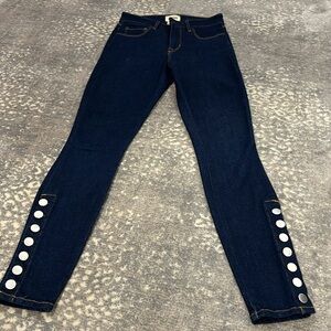 L’AGENCE PIPER HIGH RISE JEANS DARK BLUE BUTTONS ON BOTTOM SIZE 25